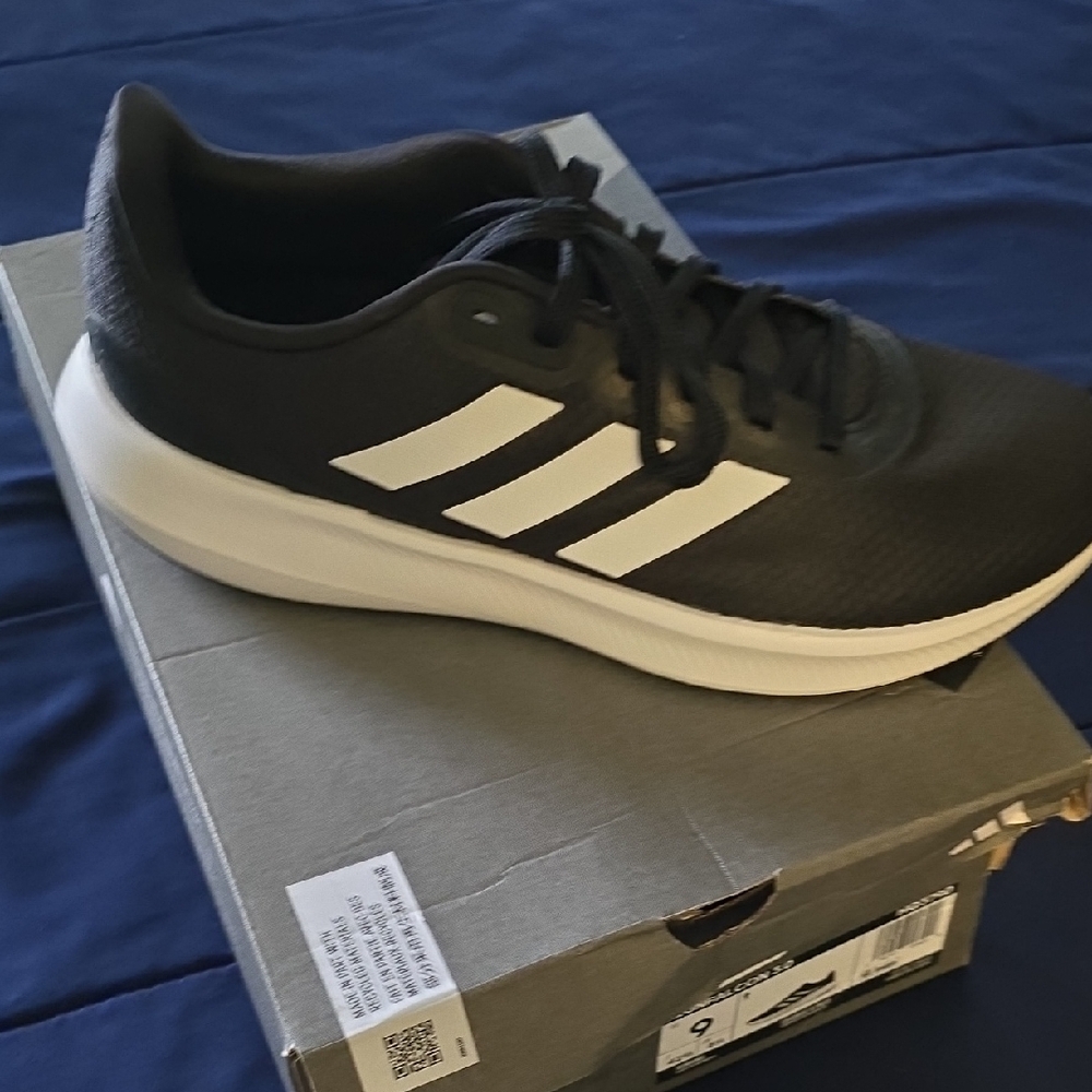 Adidas Black and White Athletic Shoes with Lace-Up Design